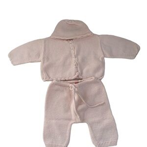 INFANT 3 MO COTTON PINK SWEATER SET WITH HAT